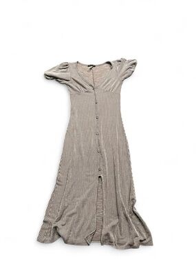 Caution To The Wind brown & White Striped Button-Front Maxi Dress